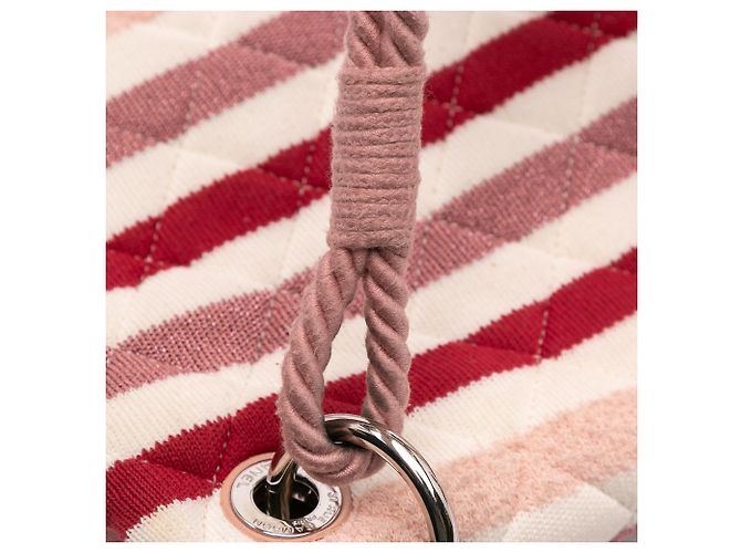 Chanel Rosa Jumbo Strisce Jersey Feltro e Corda Flap - vista 9