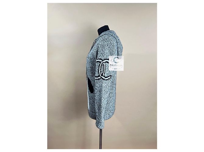 Chanel Iconischer Super seltener CC Pinguin Hoodie 42 Grau - Ansicht 5