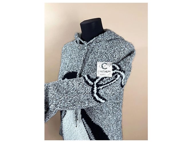 Chanel Iconischer Super seltener CC Pinguin Hoodie 42 Grau - Ansicht 6