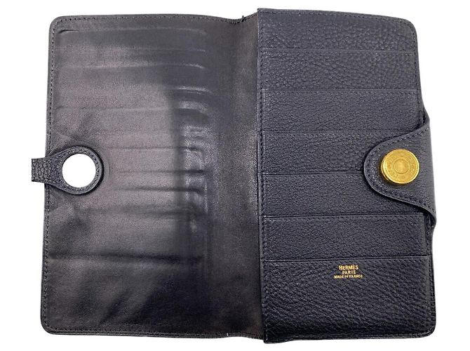 Hermès Portafoglio Hermes Dogon MM in pelle nera Nero - vista 8