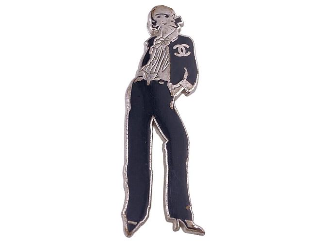 Spilla Mademoiselle Coco Chanel 03P Nero Argento - vista 2