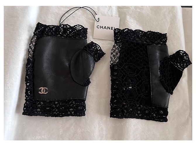 Guanti Chanel in pelle neri Nero - vista 2