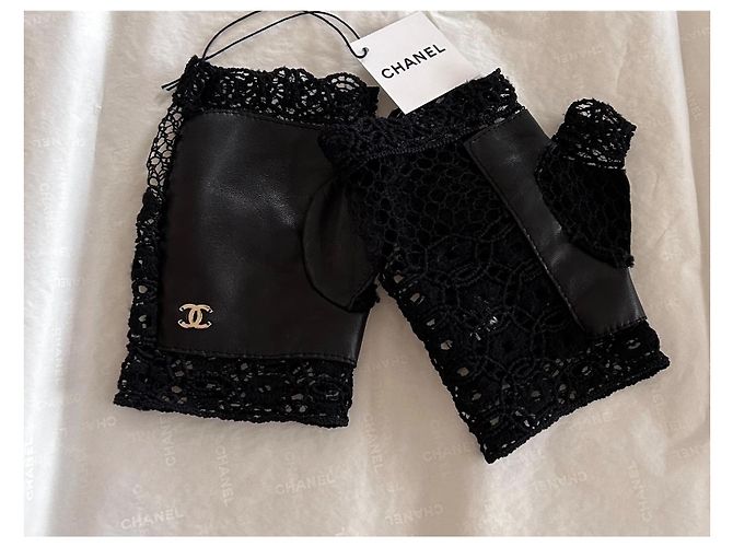 Guanti Chanel in pelle neri Nero - vista 4