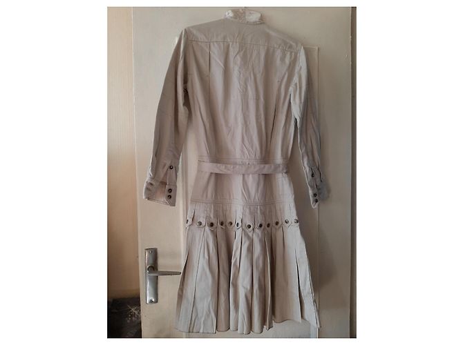 Vestido de algodón beige Yves Saint Laurent - vista 3