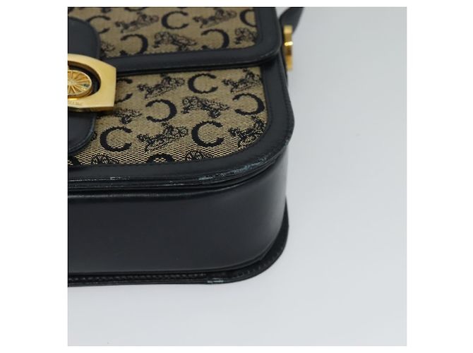 Céline Borsa a spalla CELINE C Sulky in tela blu navy e oro Auth BA1018 D'oro - vista 15