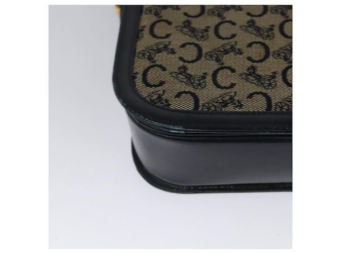Céline Borsa a spalla CELINE C Sulky in tela blu navy e oro Auth BA1018 D'oro - vista 16