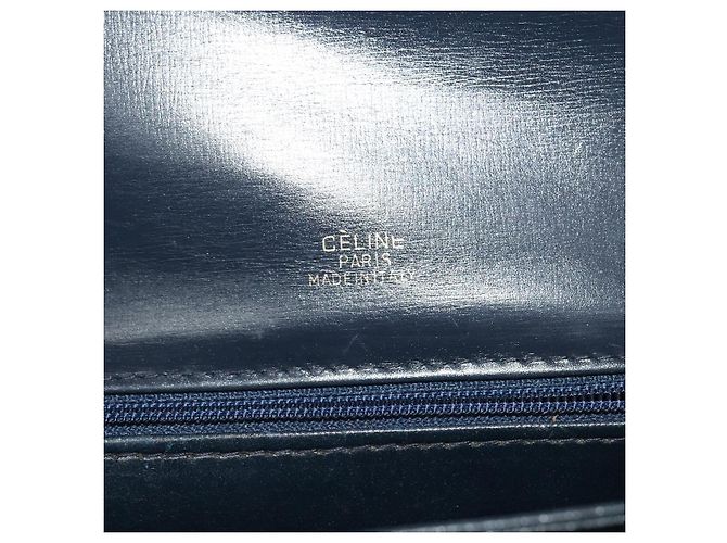 Céline Borsa a spalla CELINE C Sulky in tela blu navy e oro Auth BA1018 D'oro - vista 19