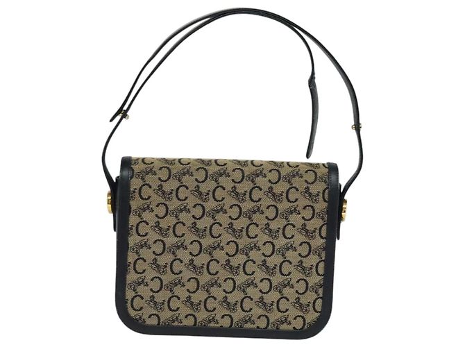 Céline Borsa a spalla CELINE C Sulky in tela blu navy e oro Auth BA1018 D'oro - vista 2