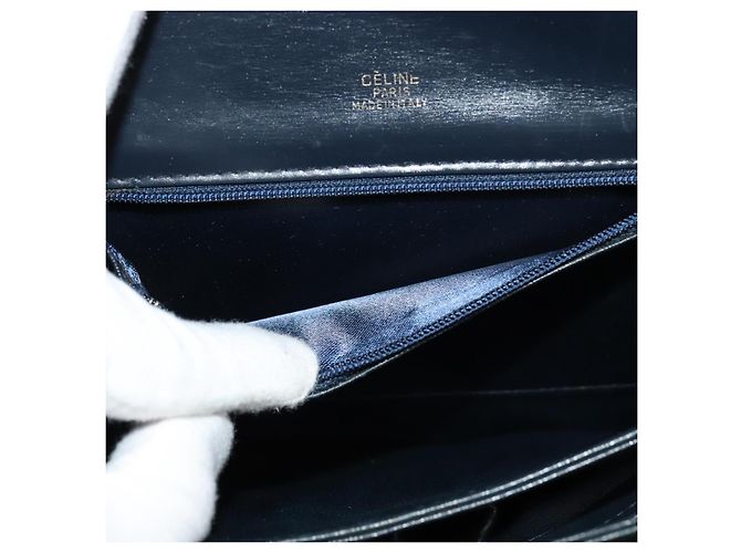 Céline Borsa a spalla CELINE C Sulky in tela blu navy e oro Auth BA1018 D'oro - vista 23