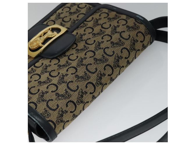 Céline Borsa a spalla CELINE C Sulky in tela blu navy e oro Auth BA1018 D'oro - vista 6