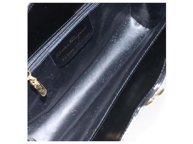 Borsa Clutch Salvatore Ferragamo Smalto 2way Nera CC Auth bs24365 Nero - vista 10