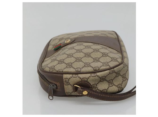 GUCCI GG Supreme Web Sherry Line Borsa PVC Beige Oro 156 01 034 Auth BA1389 D'oro - vista 3