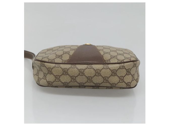 GUCCI GG Supreme Web Sherry Line Borsa PVC Beige Oro 156 01 034 Auth BA1389 D'oro - vista 5