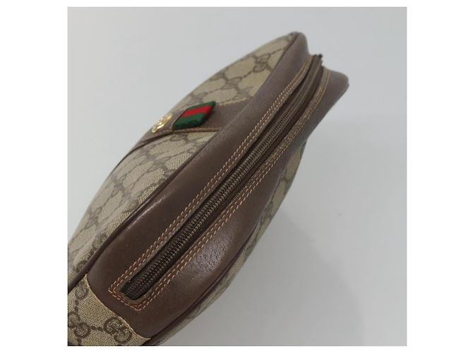 GUCCI GG Supreme Web Sherry Line Borsa PVC Beige Oro 156 01 034 Auth BA1389 D'oro - vista 6