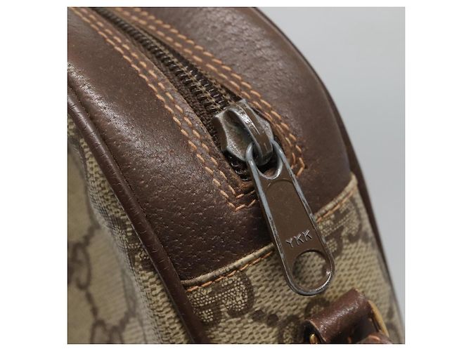 GUCCI GG Supreme Web Sherry Line Borsa PVC Beige Oro 156 01 034 Auth BA1389 D'oro - vista 9