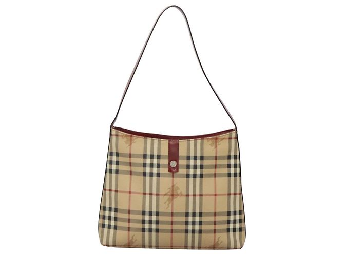 Borsa a spalla Burberry Nova Check PVC Beige Argento Auth BA1379 - vista 13