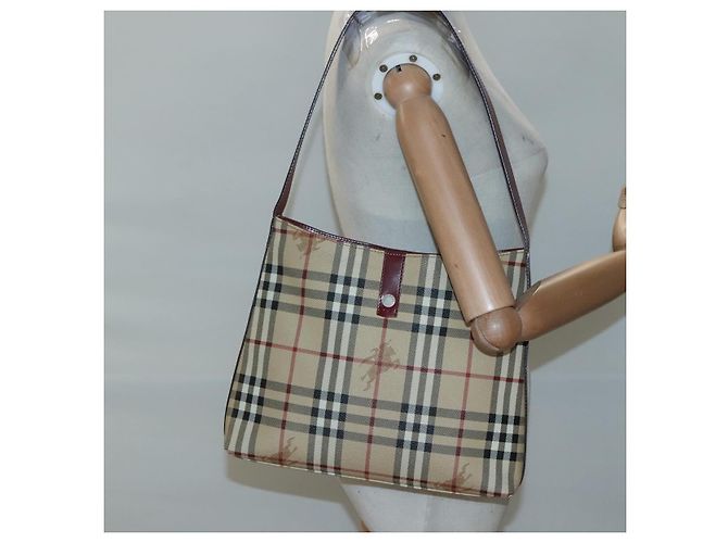 Borsa a spalla Burberry Nova Check PVC Beige Argento Auth BA1379 - vista 20