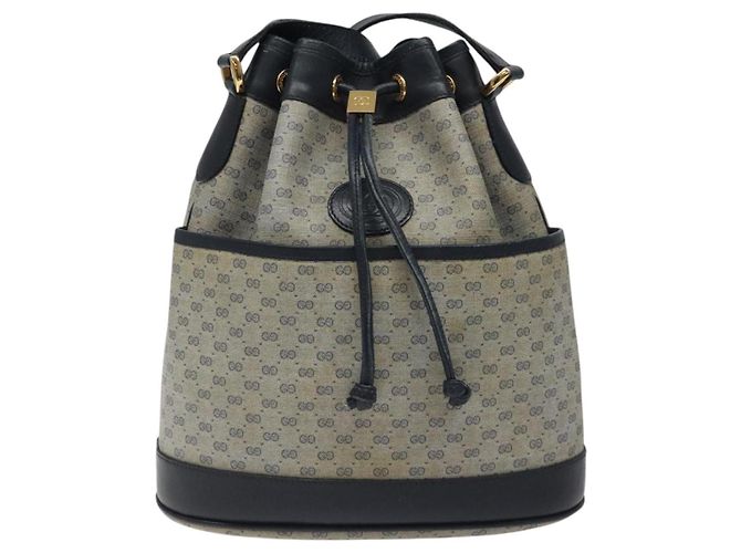 GUCCI Micro GG Supreme Schultertasche PVC Navy Gold Auth MX035 Golden Marineblau - Ansicht 13