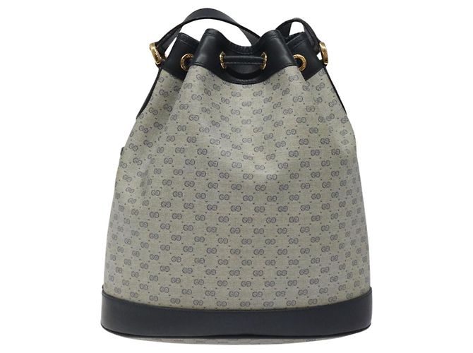 GUCCI Micro GG Supreme Schultertasche PVC Navy Gold Auth MX035 Golden Marineblau - Ansicht 2