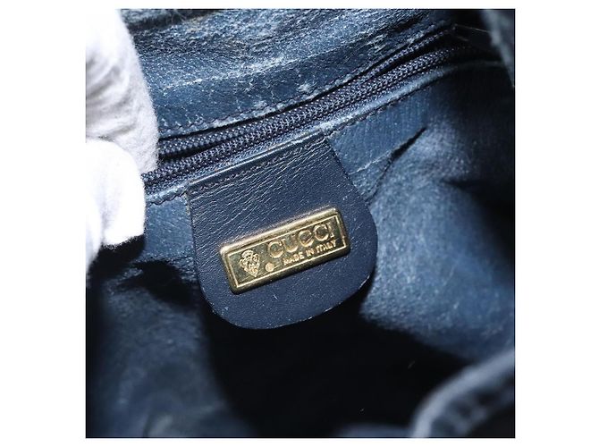 GUCCI Micro GG Supreme Schultertasche PVC Navy Gold Auth MX035 Golden Marineblau - Ansicht 20