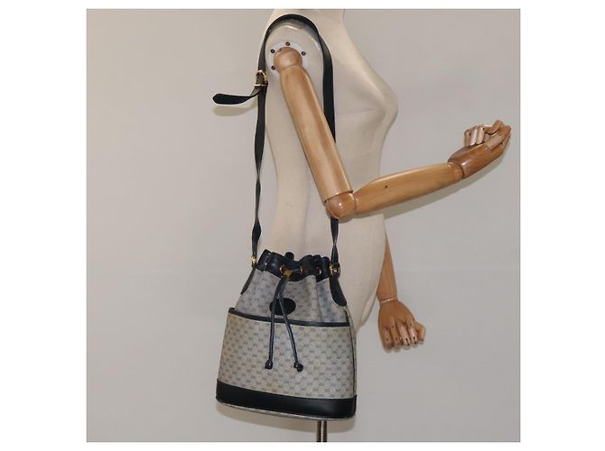 GUCCI Micro GG Supreme Schultertasche PVC Navy Gold Auth MX035 Golden Marineblau - Ansicht 24