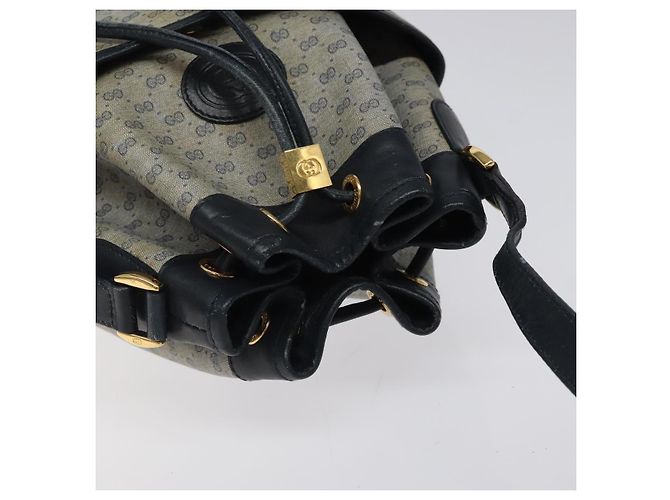 GUCCI Micro GG Supreme Schultertasche PVC Navy Gold Auth MX035 Golden Marineblau - Ansicht 6