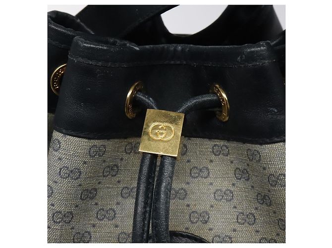 GUCCI Micro GG Supreme Schultertasche PVC Navy Gold Auth MX035 Golden Marineblau - Ansicht 9