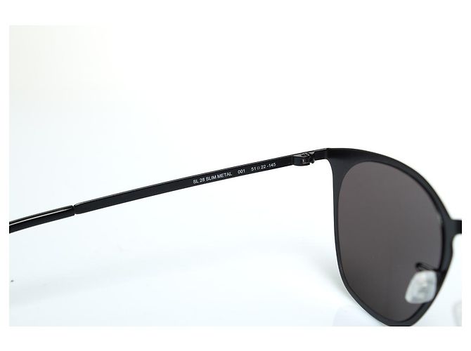 Óculos de sol metálicos slim SL28 da Saint Laurent em preto - vista 7