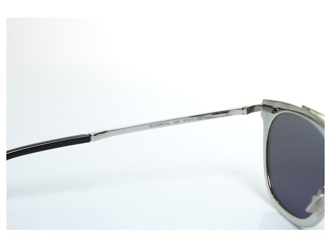 Gafas de sol de metal SL28 de Saint Laurent Negro Plata - vista 8