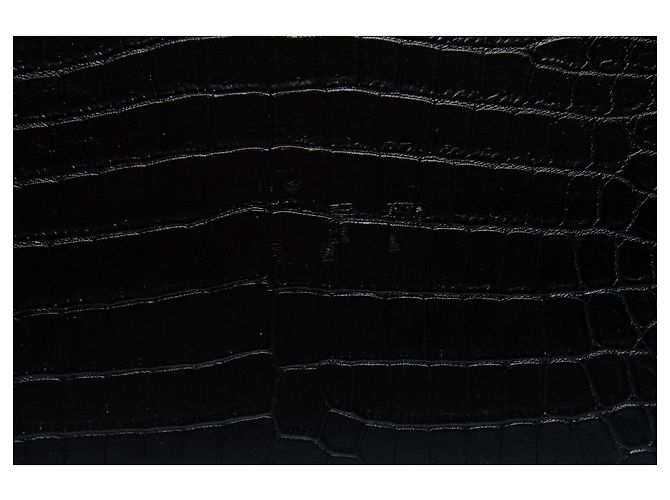 Saint Laurent, Large crocodile embossed leather box Black - view 10