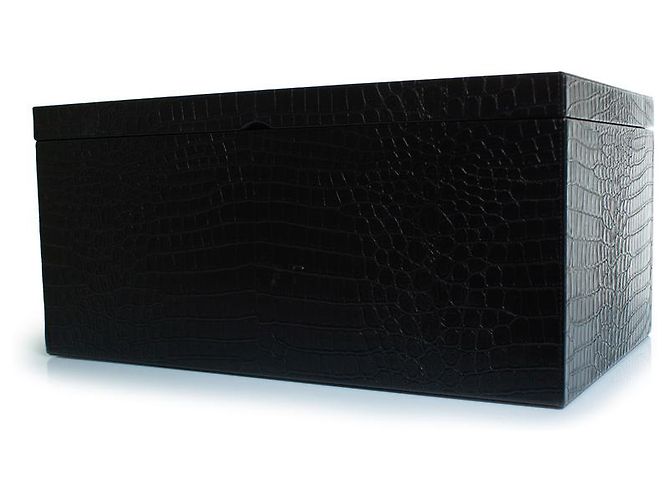 Saint Laurent, Large crocodile embossed leather box Black - view 2