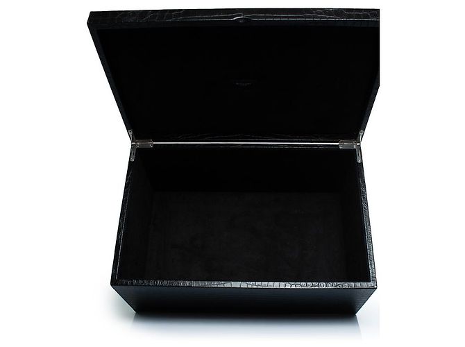 Saint Laurent, Large crocodile embossed leather box Black - view 4