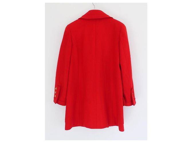 Abrigo de lana roja con botón Gripoix Chanel Otoño 1996 96A - vista 5