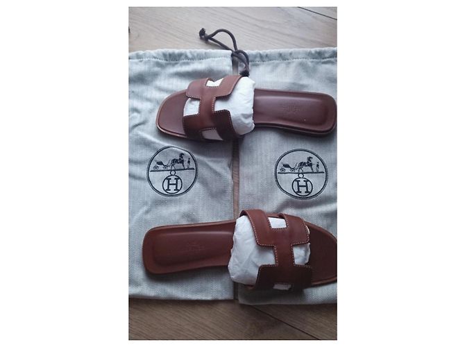 Oran Hermès Mules Camel Leather - view 6