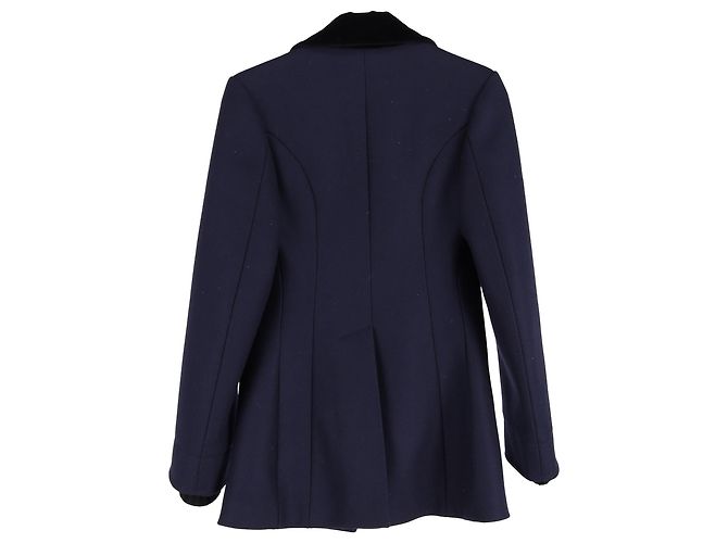 Alexander Mcqueen McQ by Alexander Double-Breasted Coat in Navy Blue Wool - view 2