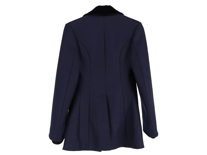 Alexander Mcqueen McQ by Alexander Double-Breasted Coat in Navy Blue Wool - view 5