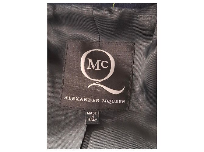 Alexander Mcqueen McQ by Alexander Double-Breasted Coat in Navy Blue Wool - view 6