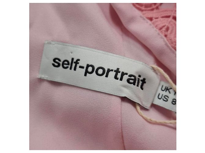 Self portrait Gestreiftes BlumengUIPURE-Minikleid in Rosa aus Polyester Pink - Ansicht 3