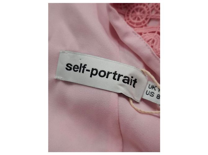 Self portrait Gestreiftes BlumengUIPURE-Minikleid in Rosa aus Polyester Pink - Ansicht 6