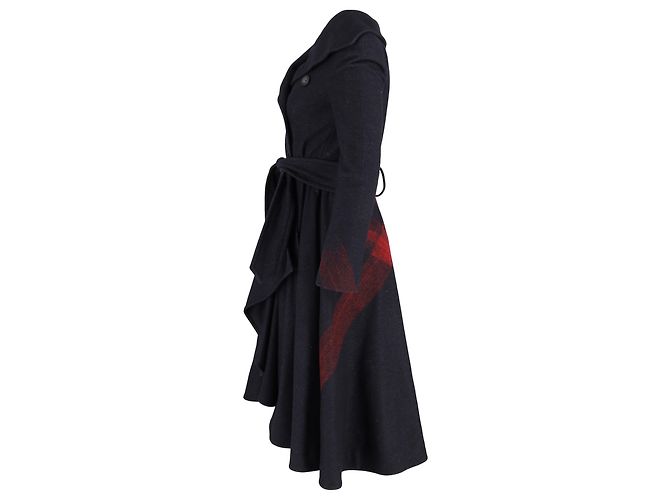 Alexander McQueen Double Breasted Coat in Navy Wool - view 2