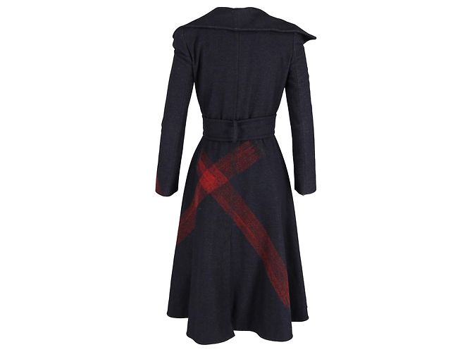 Alexander McQueen Double Breasted Coat in Navy Wool - view 3