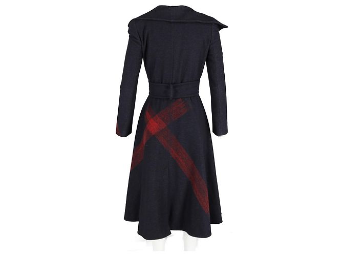 Alexander McQueen Double Breasted Coat in Navy Wool - view 6