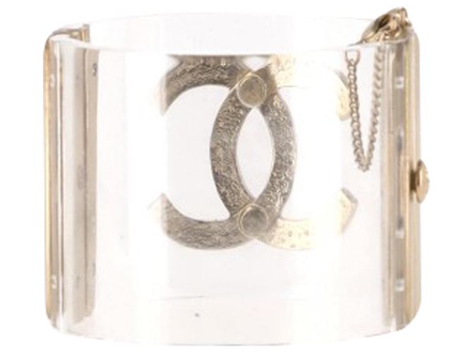 Timeless Bracciale a manica CC Strass Chanel in resina bianca Bianco - vista 4