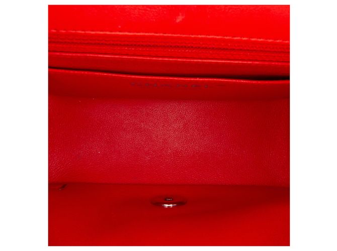 Chanel Arancione Mini Quadrato Classico in Vernice Striato con Patta Singola - vista 4