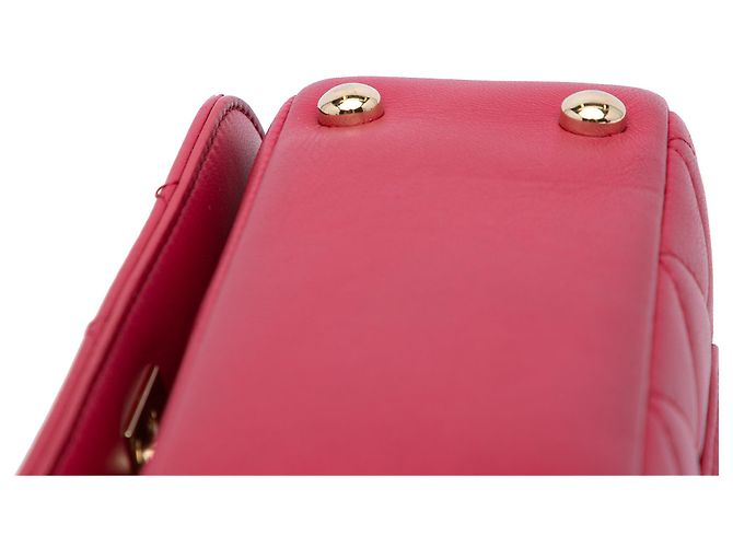 Chanel Mini Borsa Carry Chic in Pelle di Agnello Trapuntata Rosa - vista 9