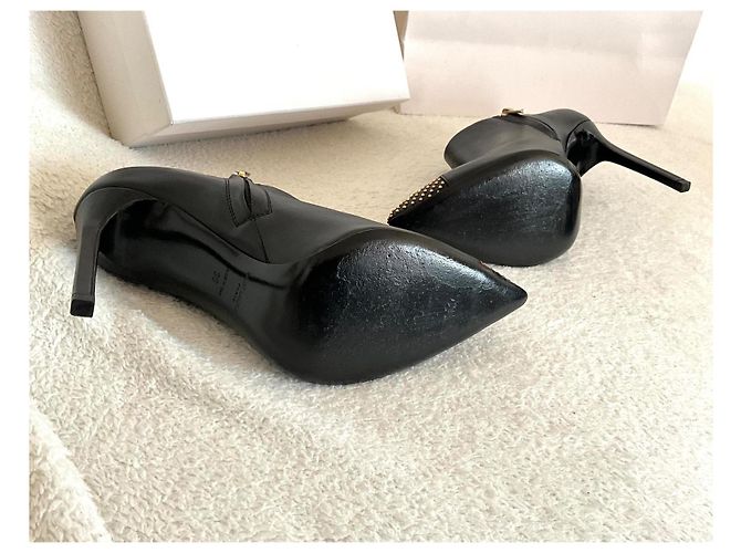 Stivaletti Saint Laurent Palladio in pelle nera con borchie dorate Nero D'oro - vista 8