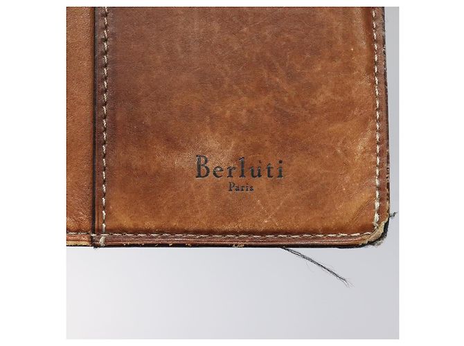 Cartera larga de cuero Berluti Calligraphy marrón Auth 117665 Castaño - vista 11