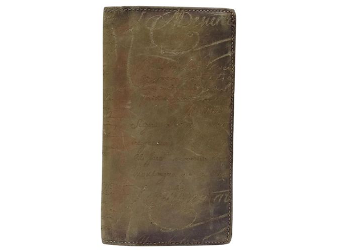 Cartera larga de cuero Berluti Calligraphy marrón Auth 117665 Castaño - vista 13