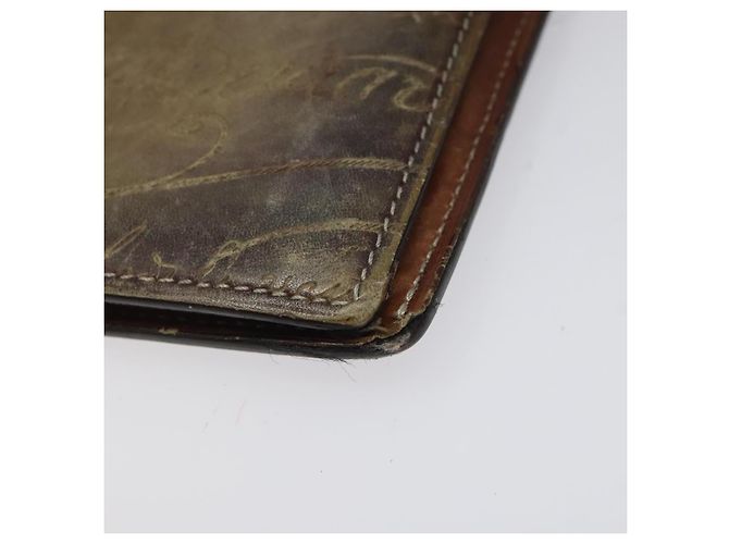 Cartera larga de cuero Berluti Calligraphy marrón Auth 117665 Castaño - vista 14