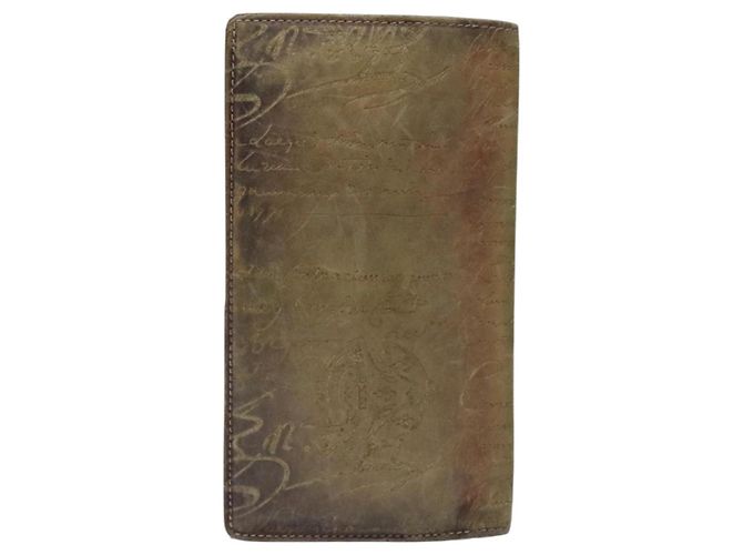 Cartera larga de cuero Berluti Calligraphy marrón Auth 117665 Castaño - vista 2